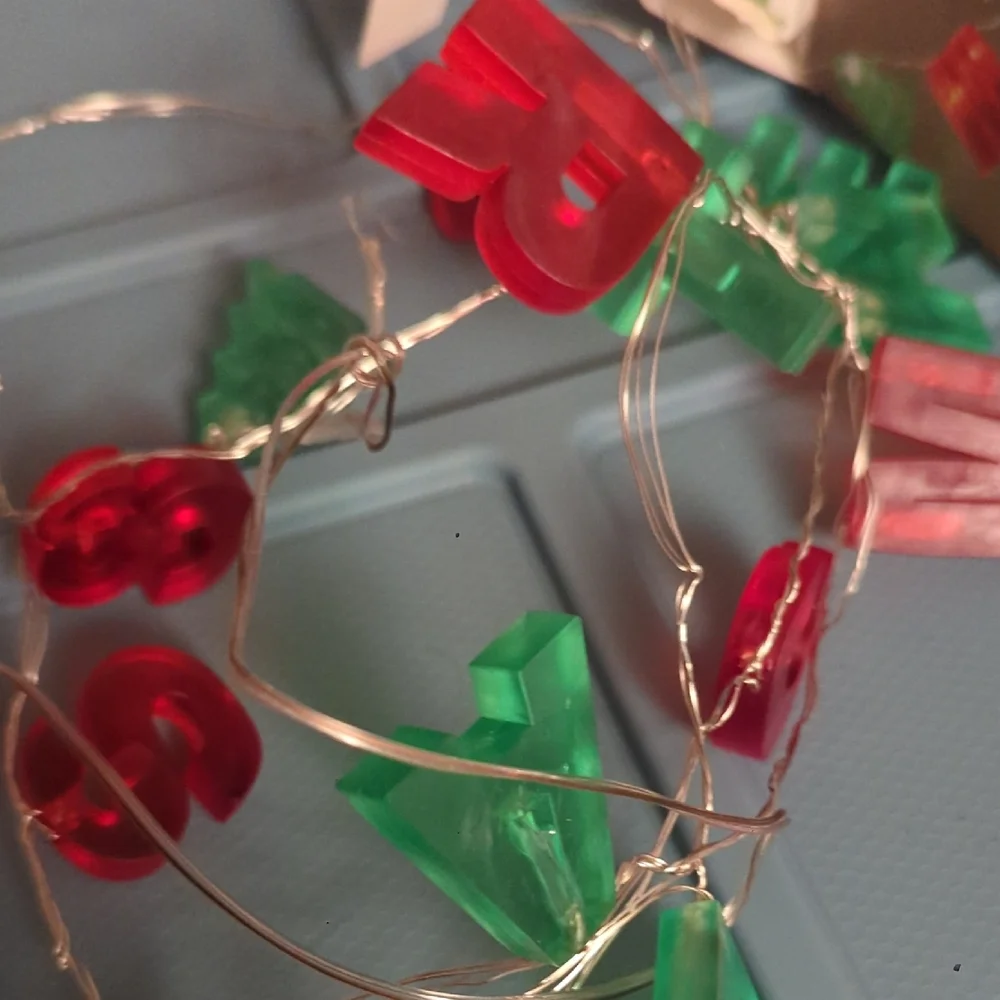 Pier 1 Merry Christmas Words Glimmer String Lights - Red and Green